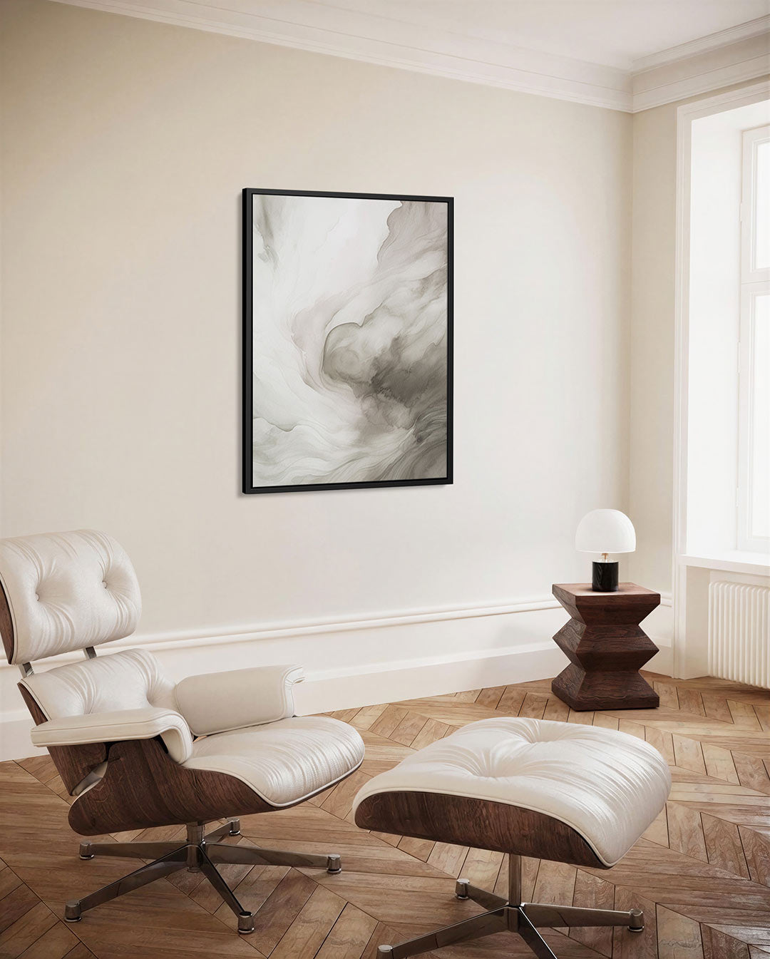Vloeiende grijstinten – staand wanddecoratie kunstwerk