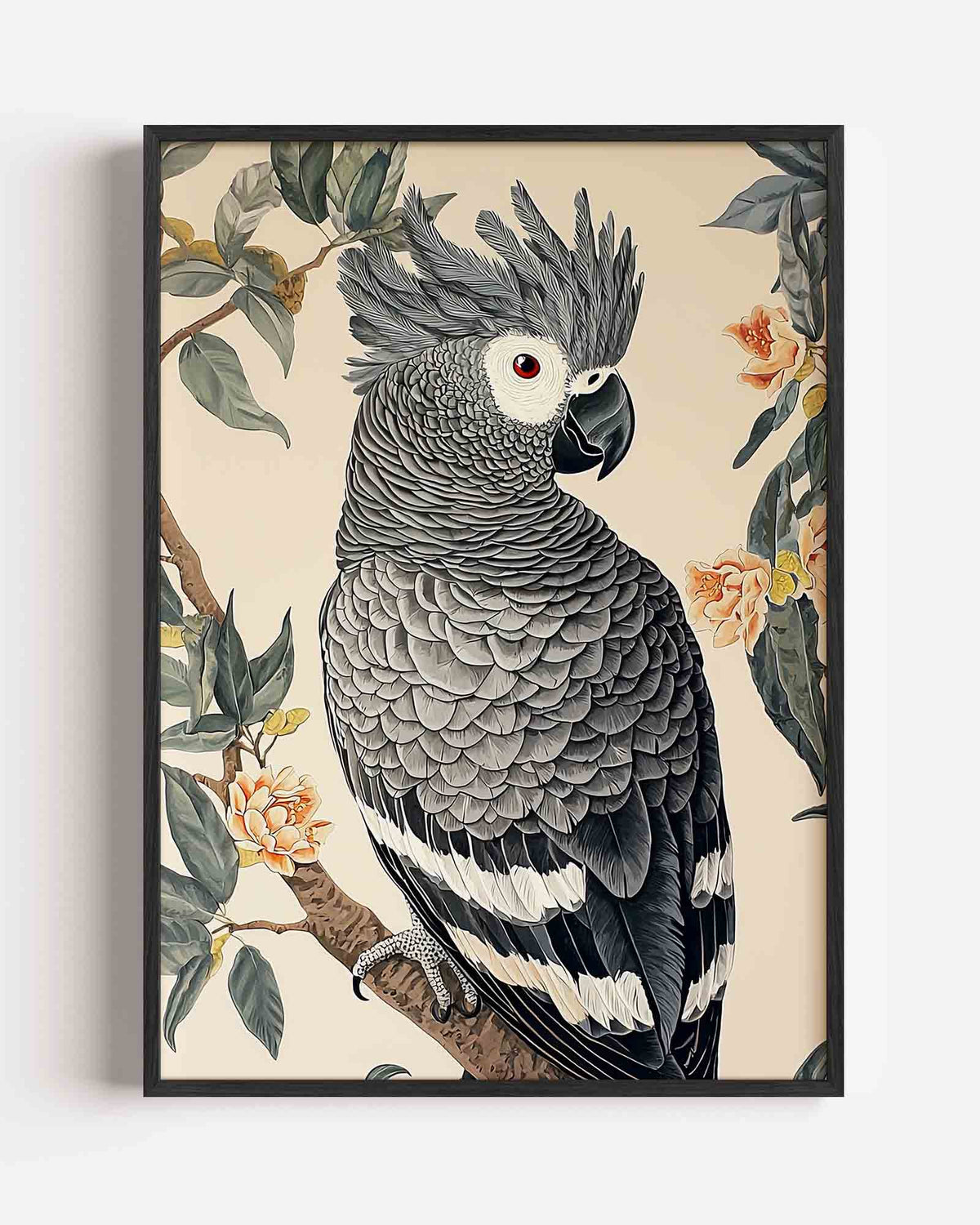 Papegaai op tak – dieren portret poster als wanddecoratie