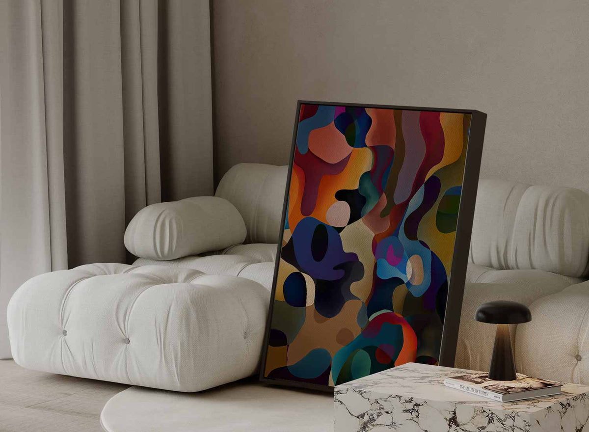 Kleurrijke Dans van Abstracte Vormen – portret kunstwerk als wanddecoratie, afbeelding 13
