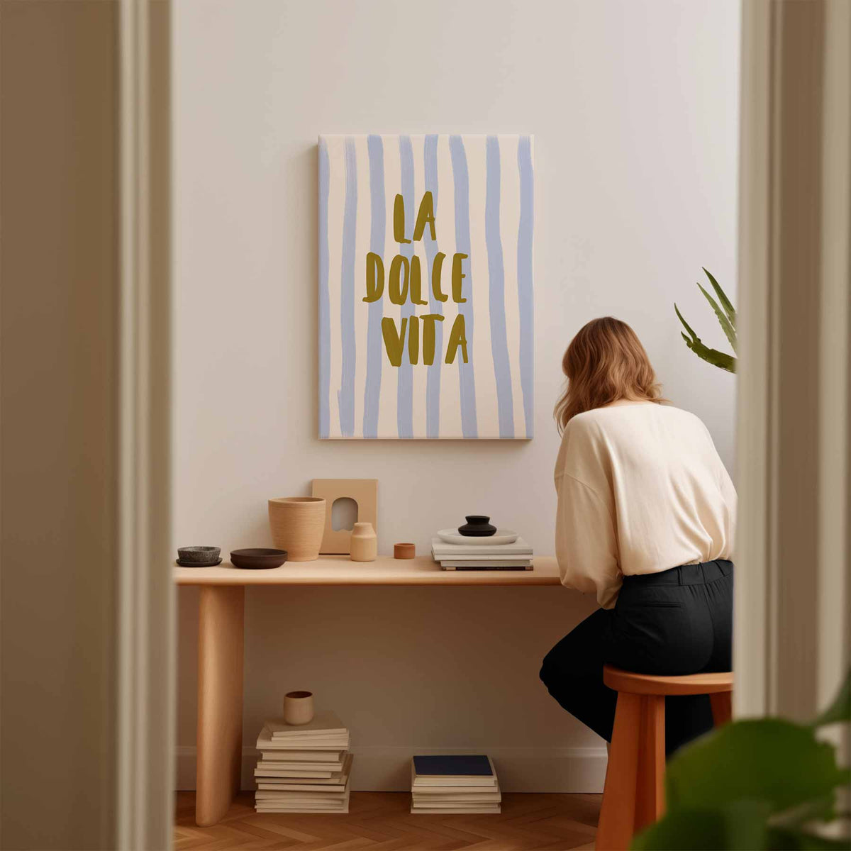 La Dolce Vita Strepen – staand kunstwerk voor modern interieur