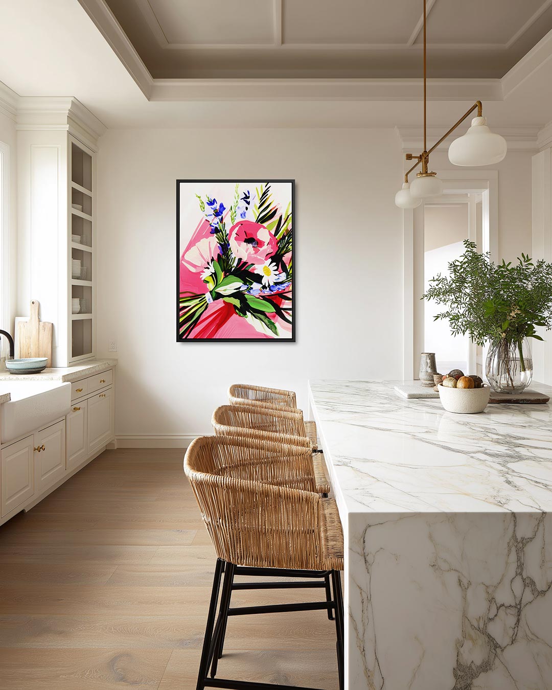 Bloemrijke compositie – staand wanddecoratie kunstwerk