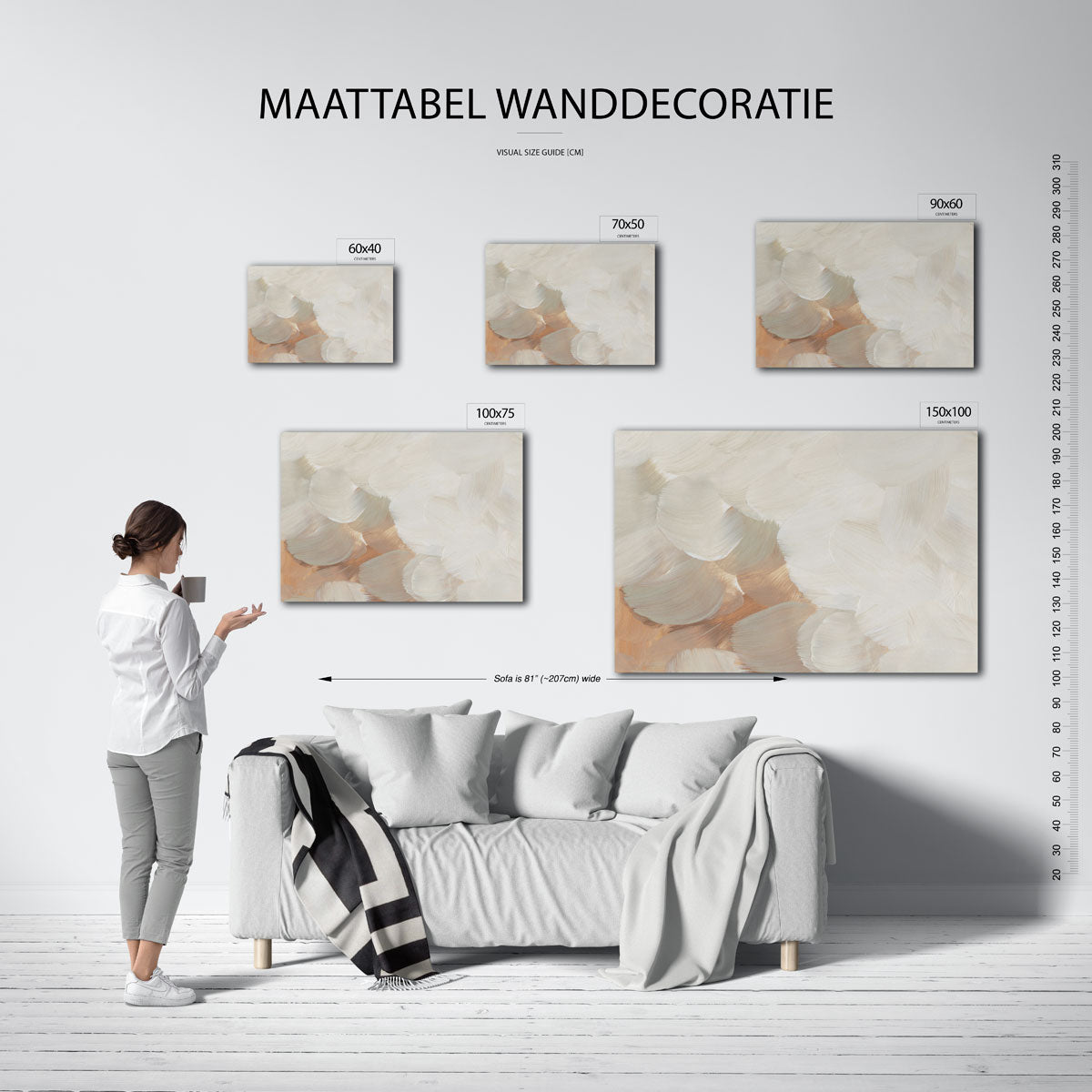 Zachte penseelstreken – Serene – moderne liggende wandkunst