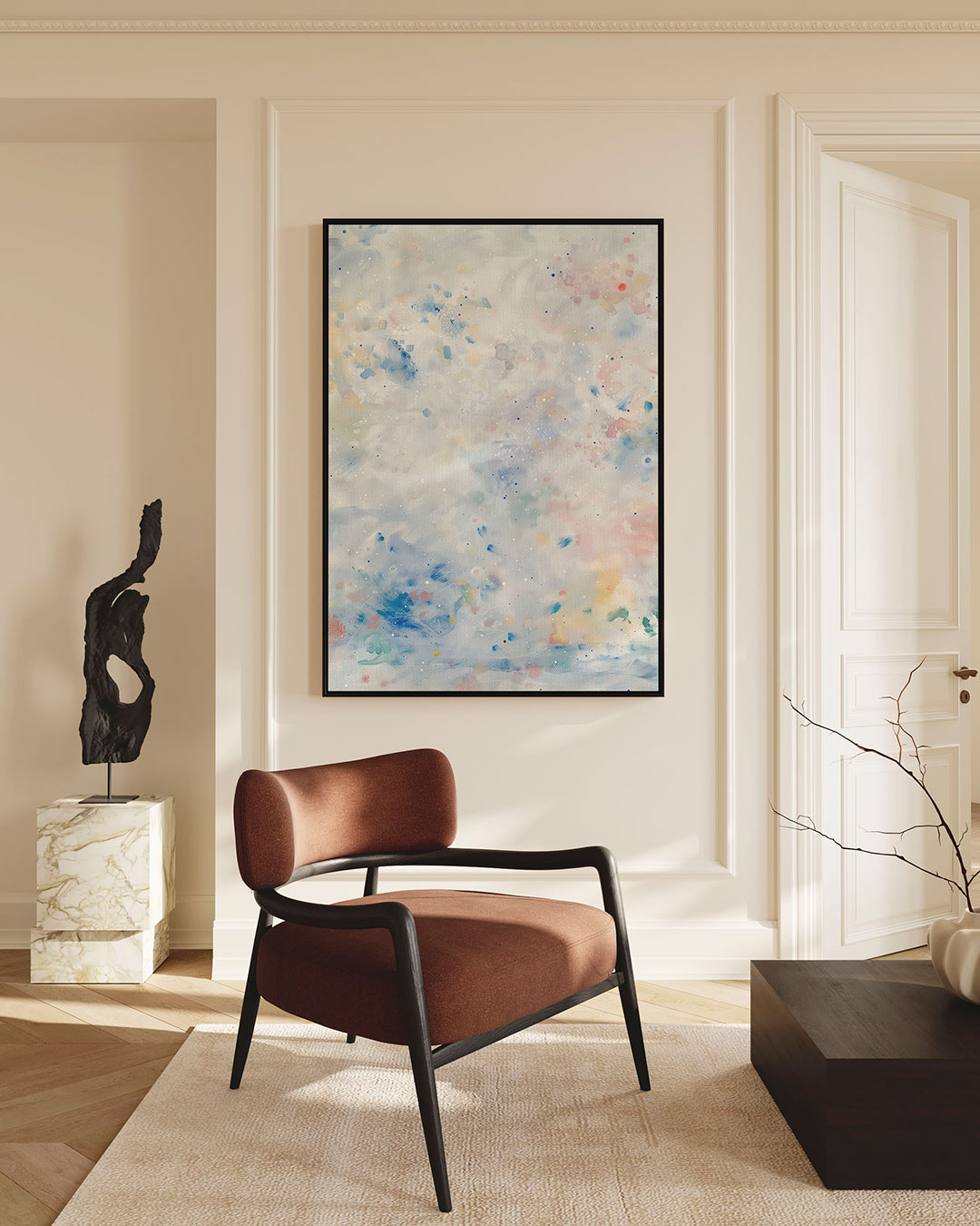 Dromerige kleurencompositie – Serene – staande wanddecoratie