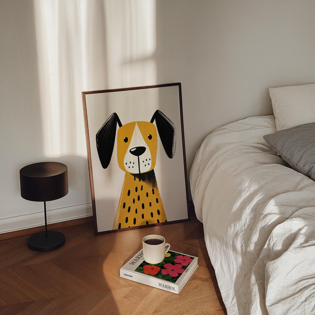 Schattige Hond Illustratie – staande kinderkamer wanddecoratie van WallArtistic