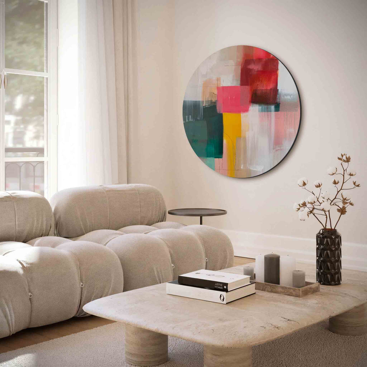 Abstracte vormen – muurcirkel met abstracte texturen voor aan de muur