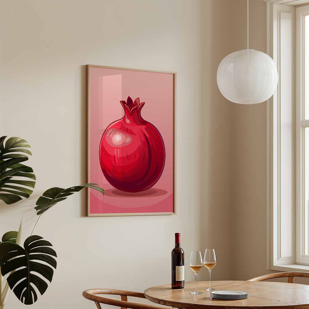Stijlvolle Granaatappel Illustratie – keukenposter in staand formaat