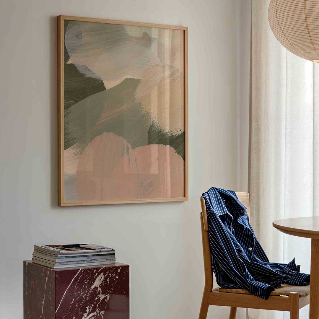 Abstracte penseelstreken – artistieke poster in staand formaat