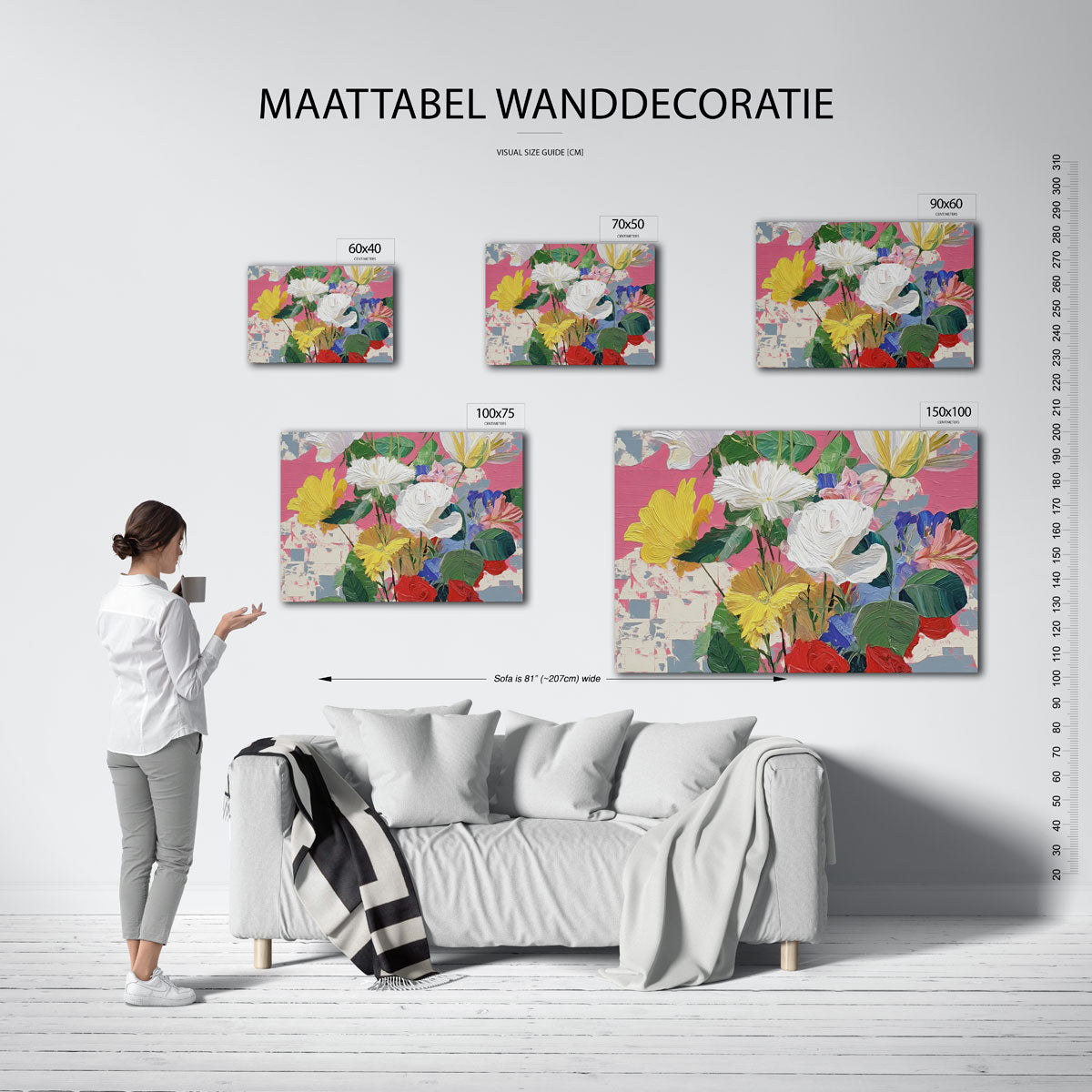 Bloemrijke compositie – Tegen – op canvas, dibond of plexiglas