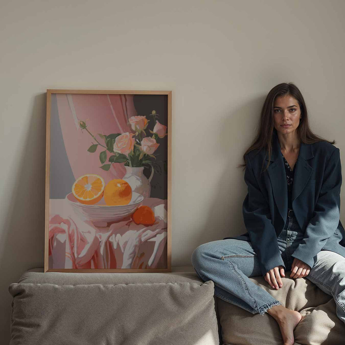 Romantische Rozen en Sinaasappels – staande keuken wanddecoratie van WallArtistic