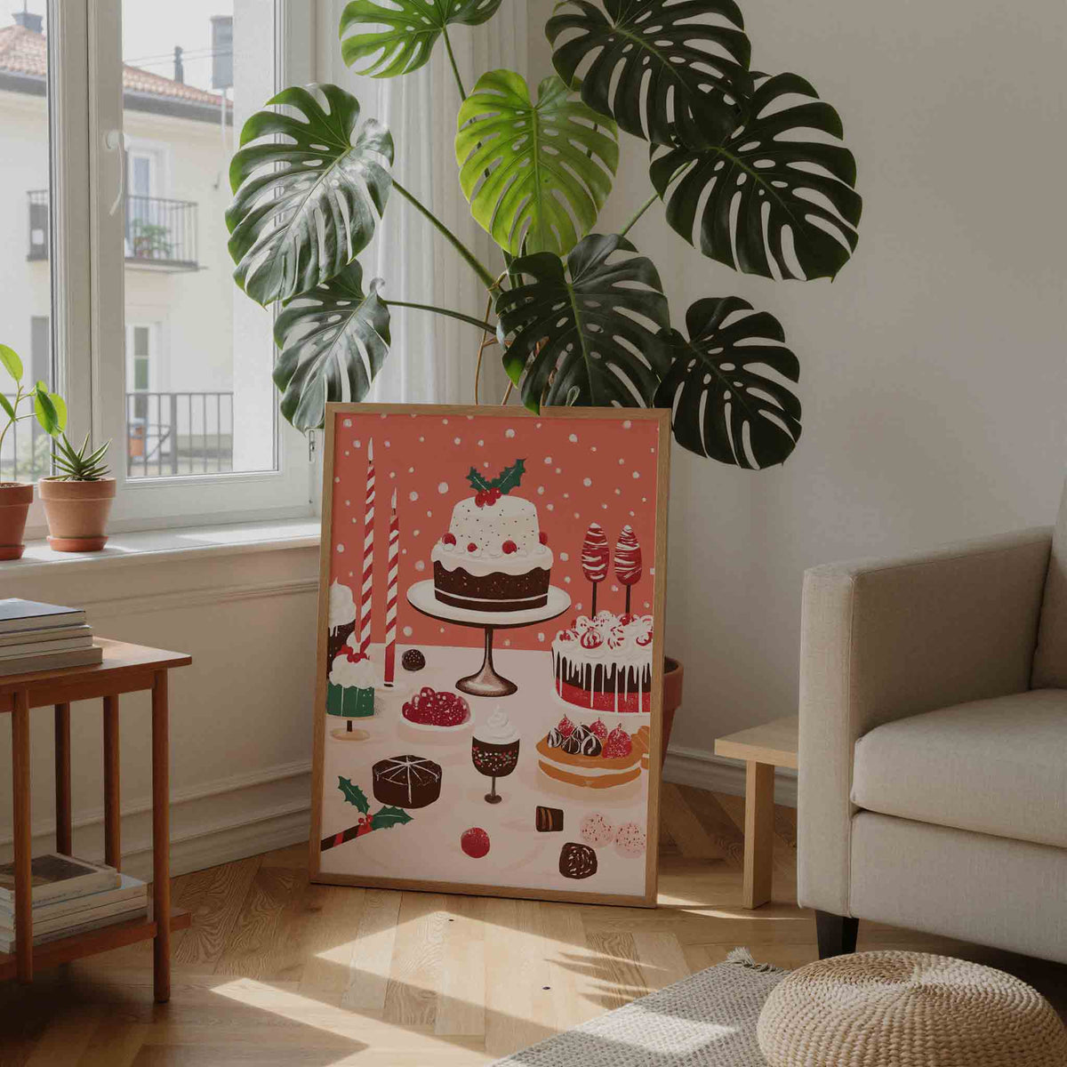 Feestelijke dessert – feestelijke wandkunst als portret poster