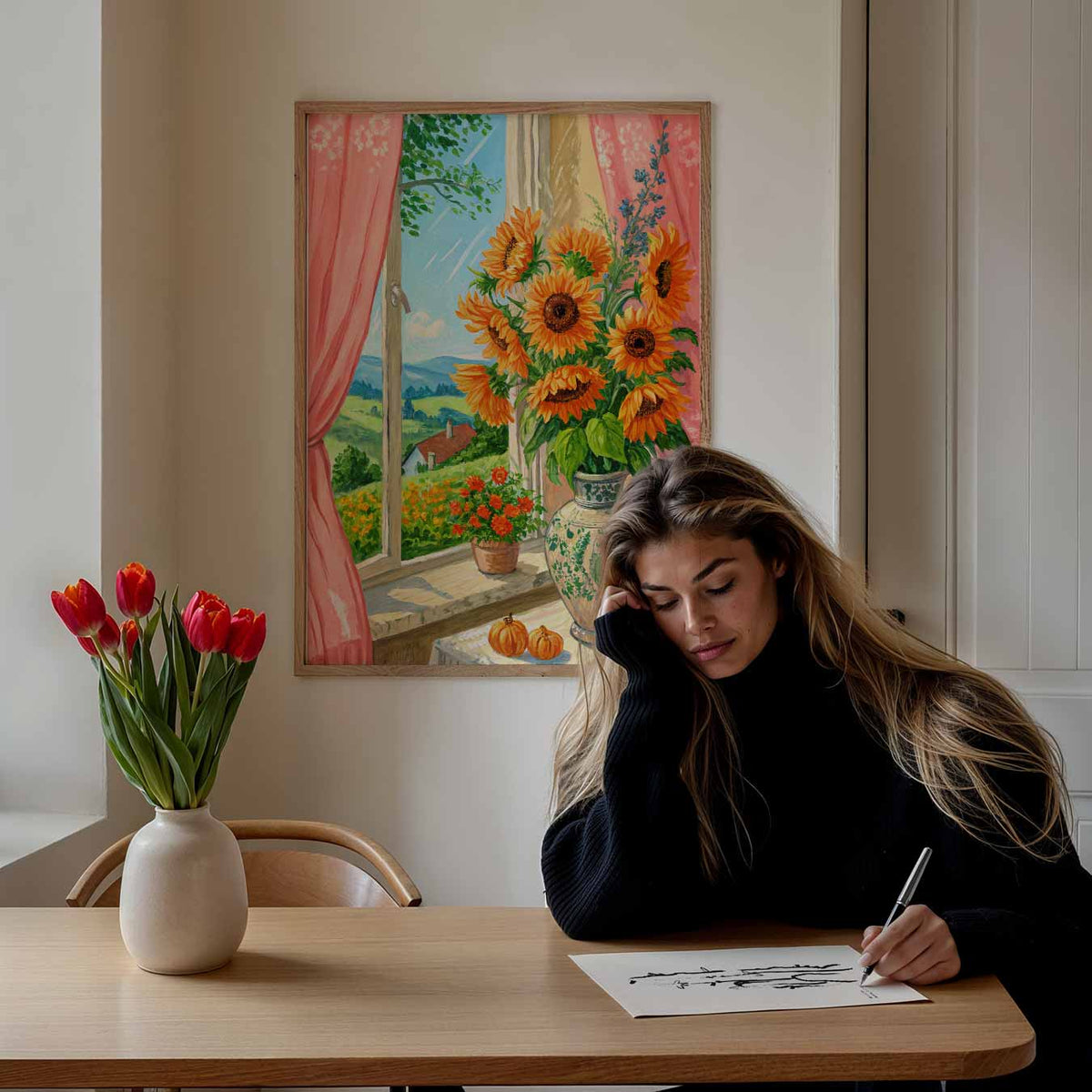 Zonnige Bloemenpracht – bloemen poster als moderne staande wanddecoratie