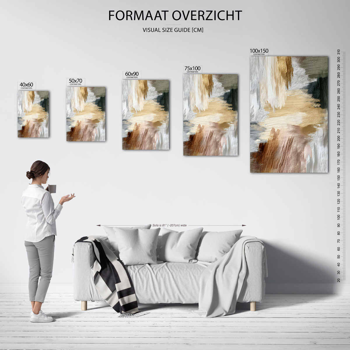 Dynamische kleurenmix – staand wanddecoratie kunstwerk