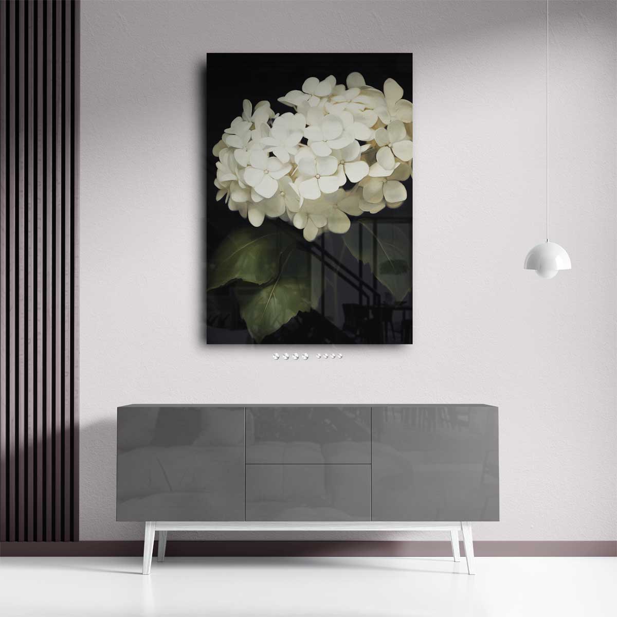 Elegante Witte Hortensia Bloemen – staand kunstwerk voor modern interieur