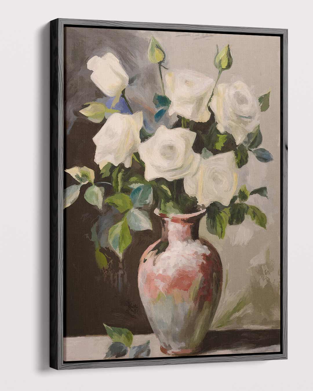 Stilleven met Witte Rozen – dibond kunstwerk als wanddecoratie