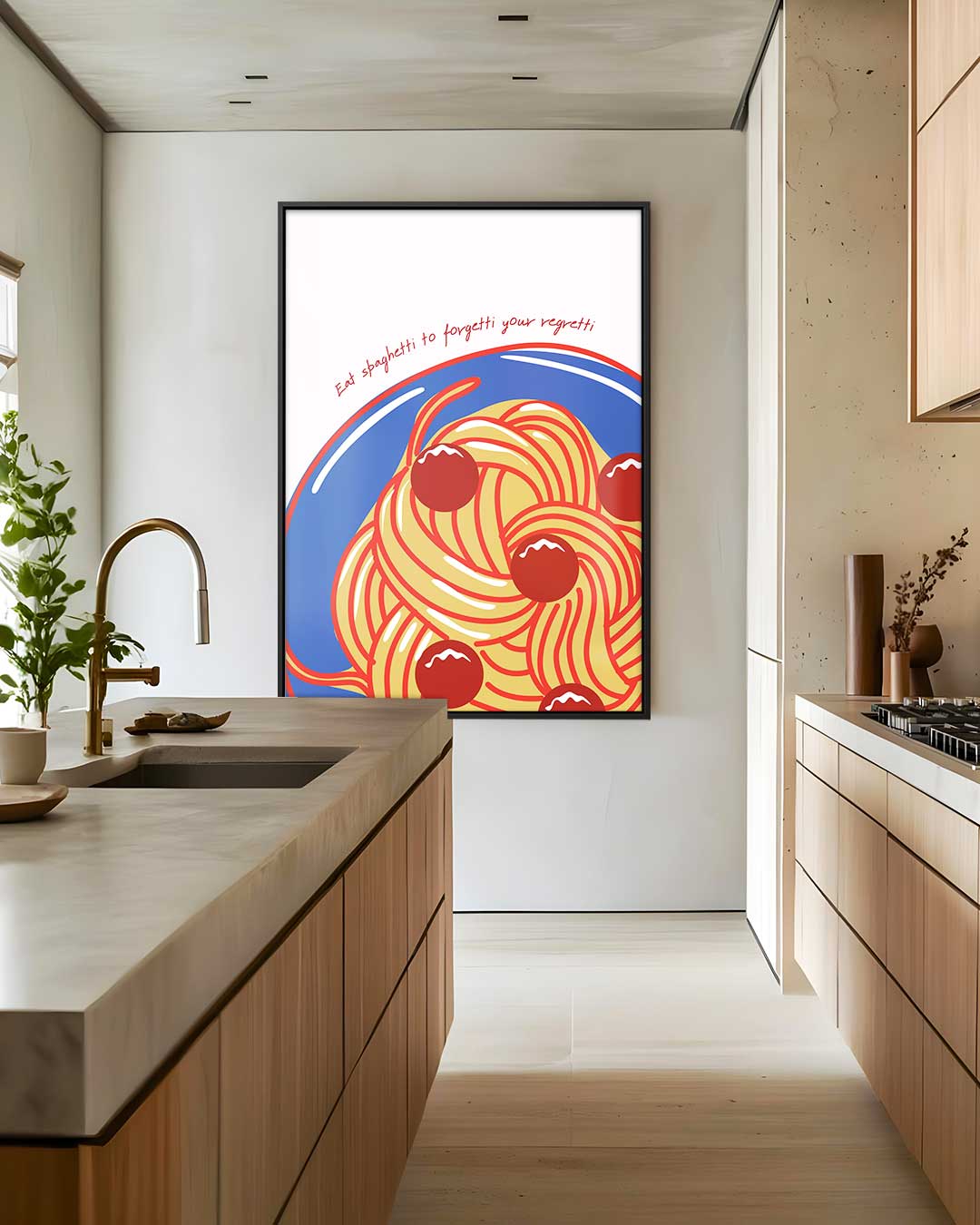 Spaghetti & Meatballs Illustratie – staand kunstwerk voor modern interieur