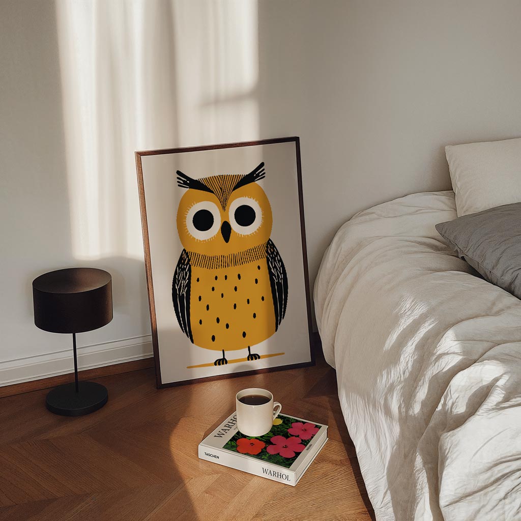 Schattige Uil – staande kinderkamer wanddecoratie van WallArtistic