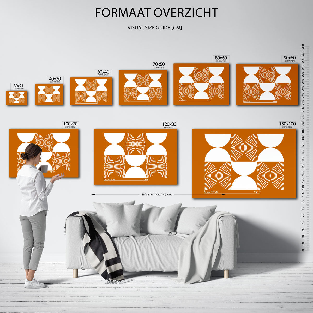 Cirkel en halve maan – Bauhaus poster als geometrische wanddecoratie