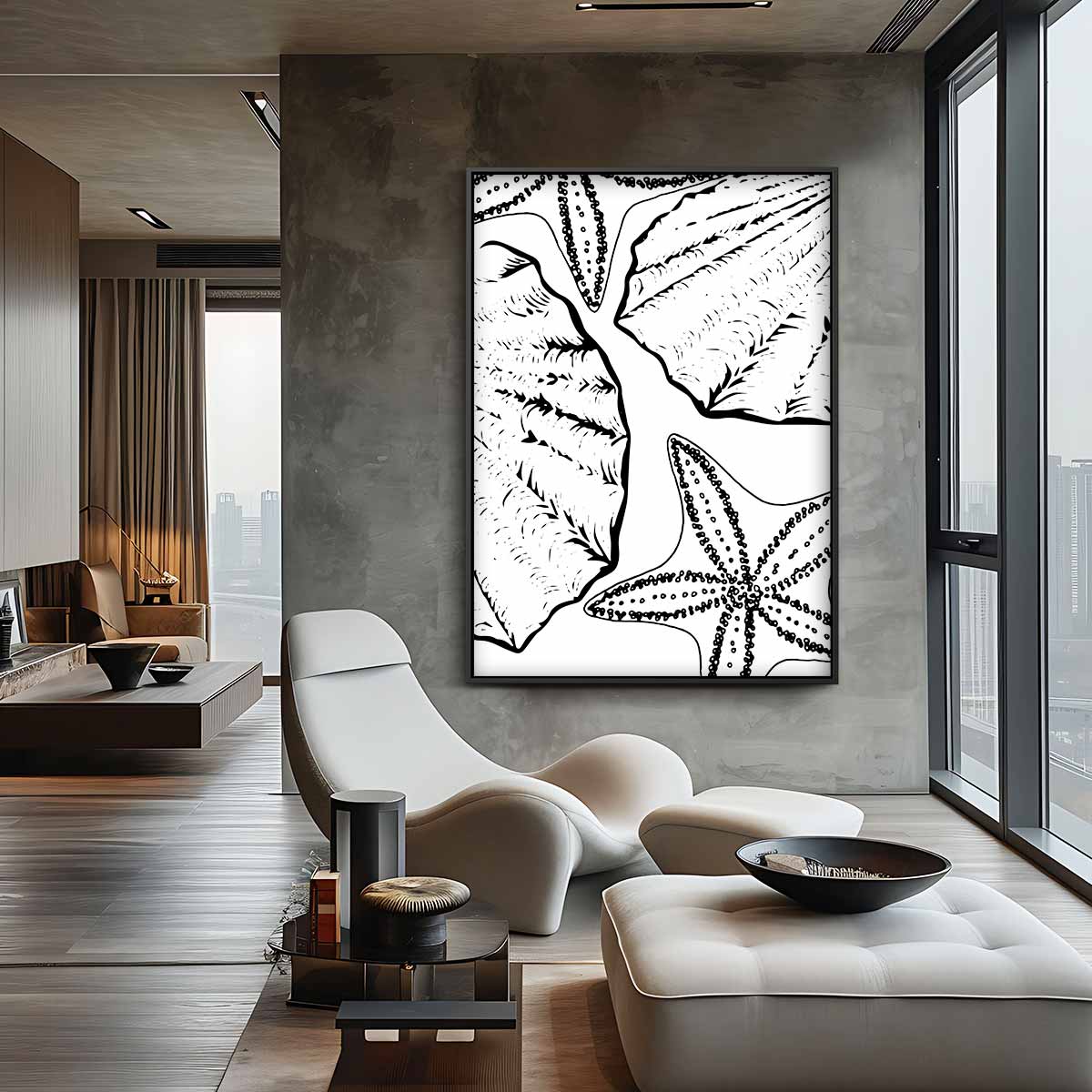 Zeesterren en Schelpen Avontuur – canvas wanddecoratie in portret formaat