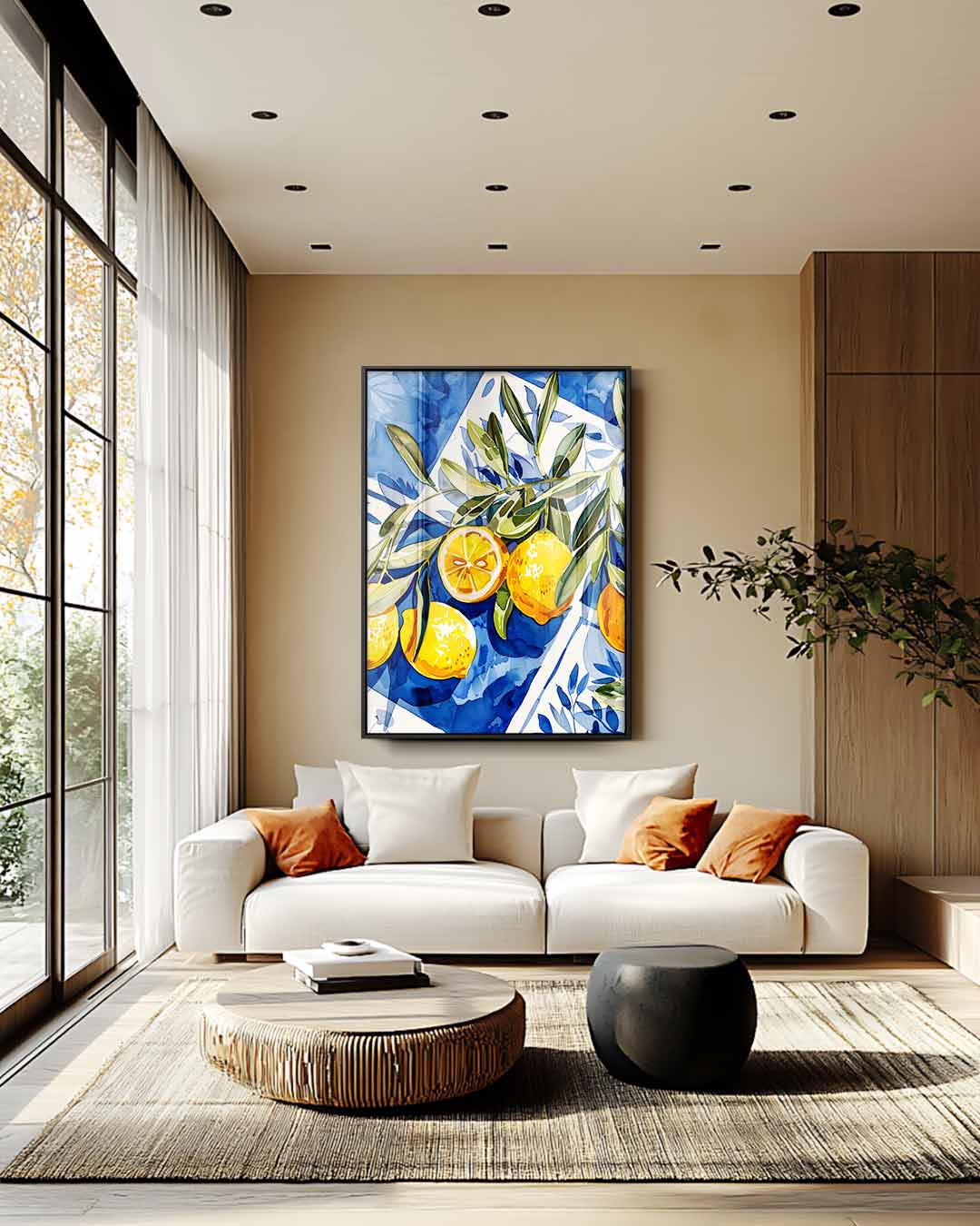 Zomerse Citroenpracht – staand kunstwerk voor modern interieur