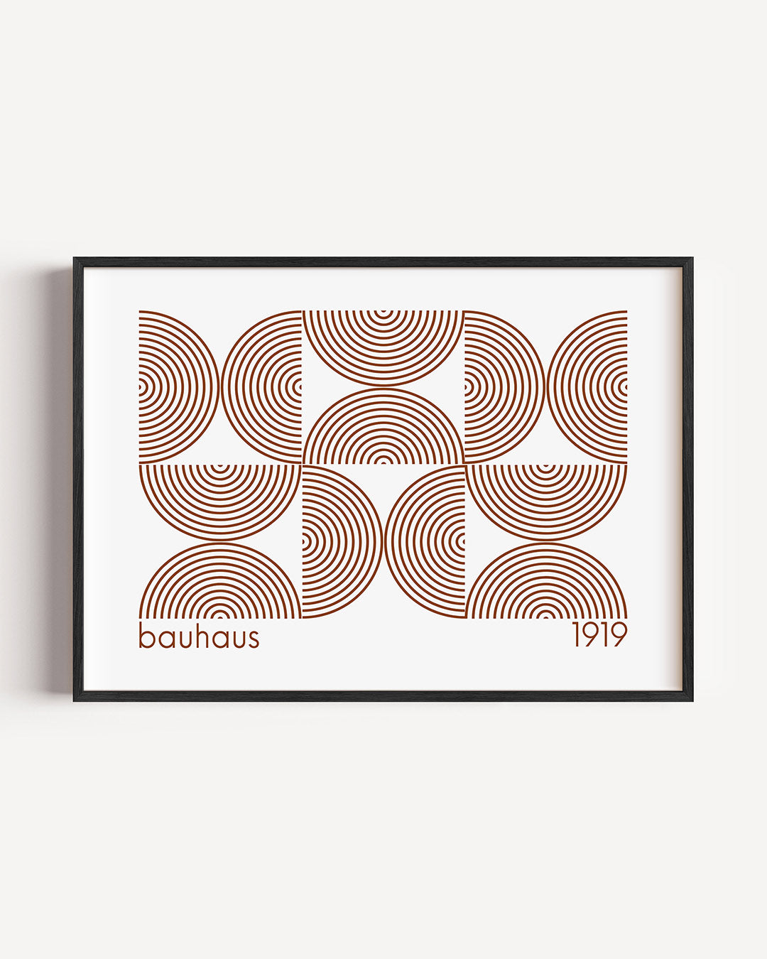 Cirkelpatroon en lijnen – liggende Bauhaus poster als wanddecoratie