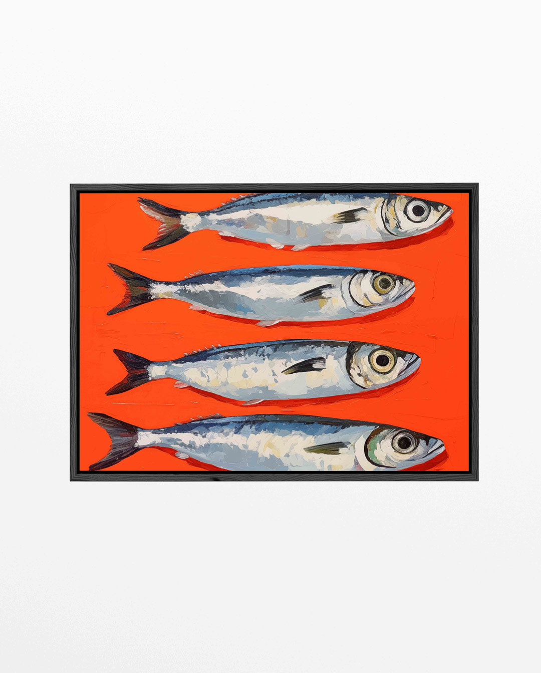 Vissen op oranje – liggend keuken kunstwerk
