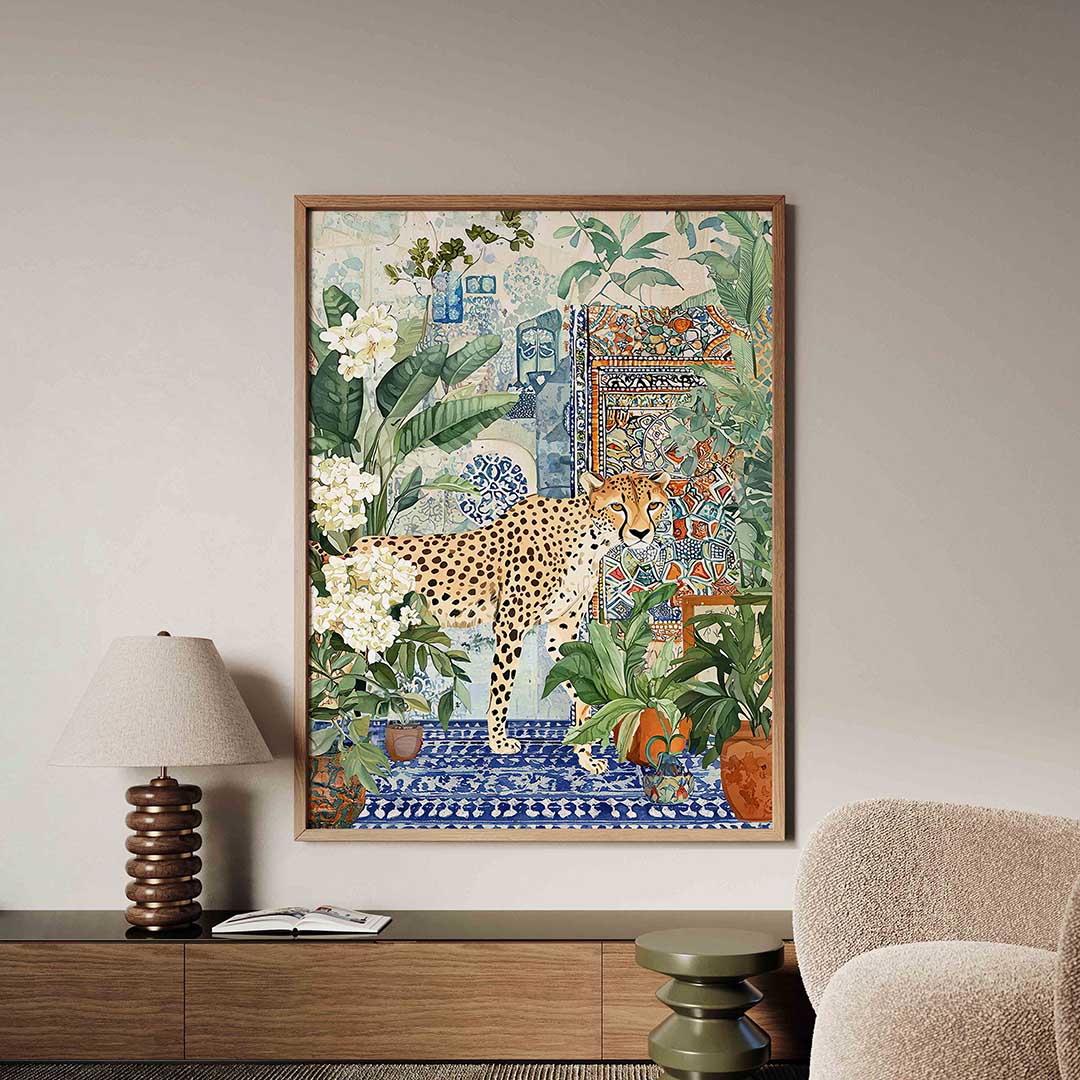 Luipaard en planten – dieren poster in staand formaat