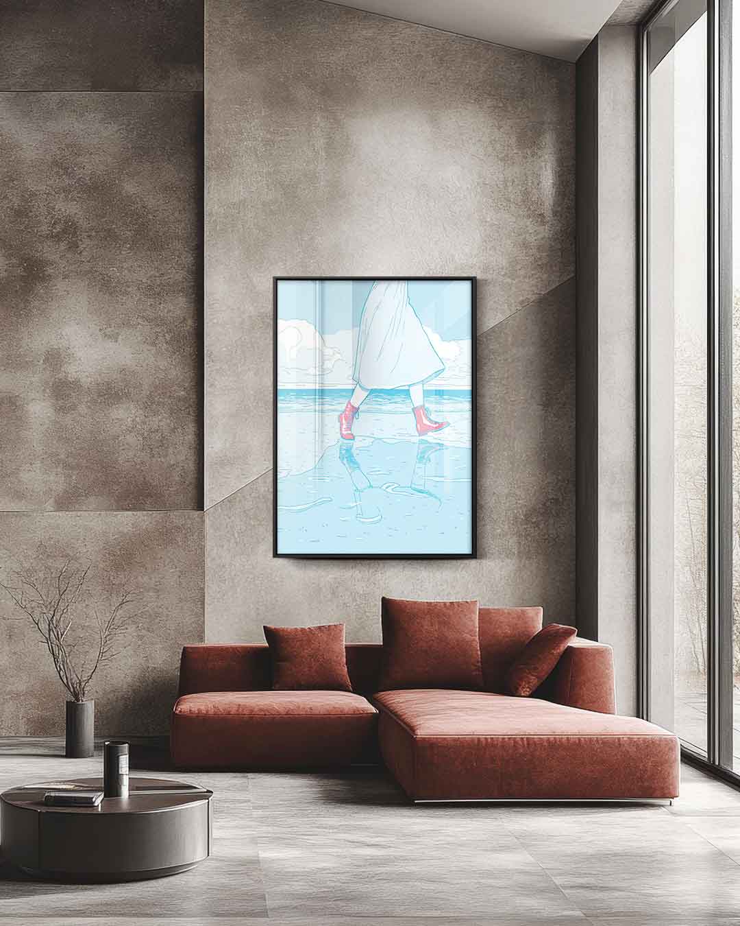 Roodlaarsjes aan Zee – staande wandkunst voor woonkamer of interieur