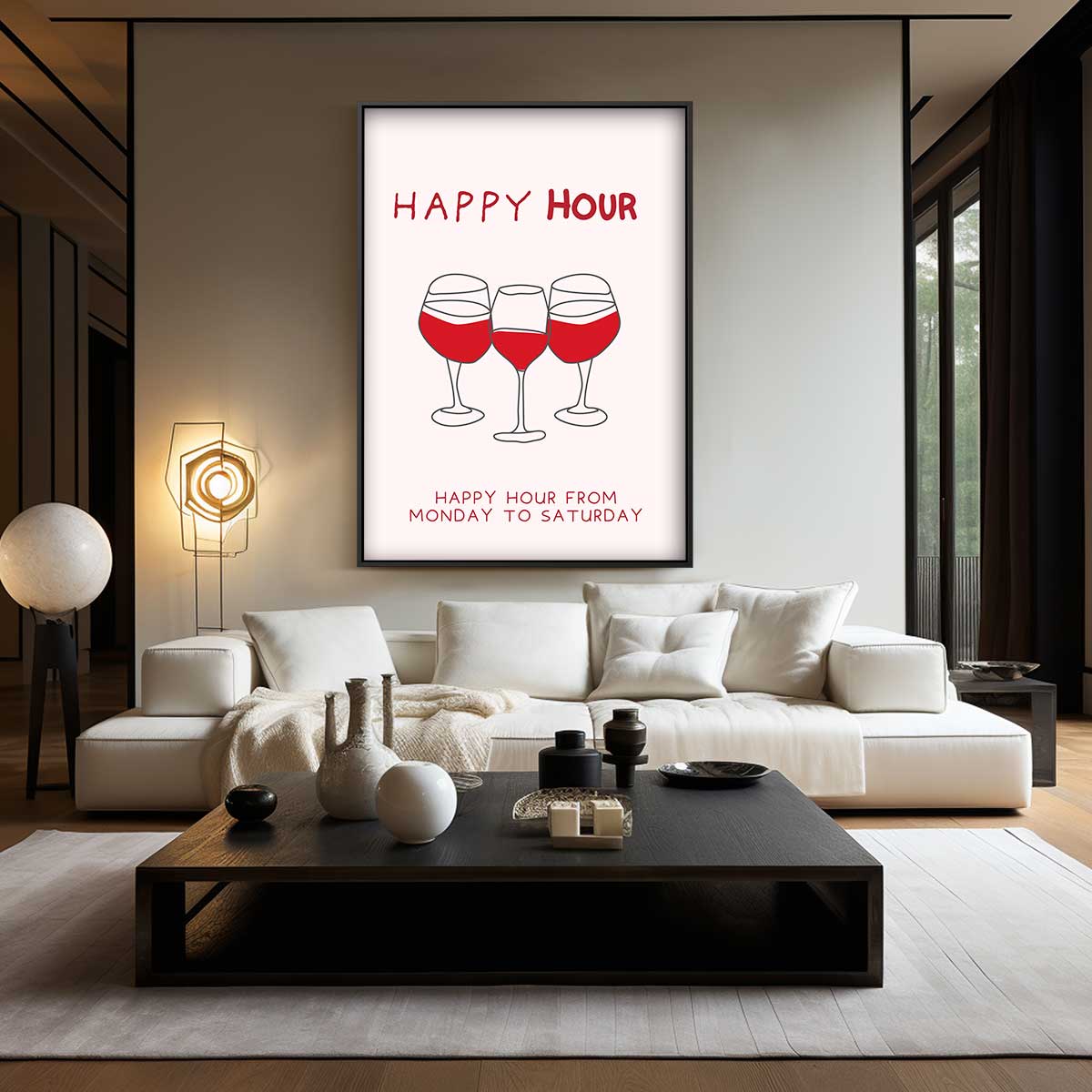 Happy Hour Illustratie – plexiglas wanddecoratie in portret formaat