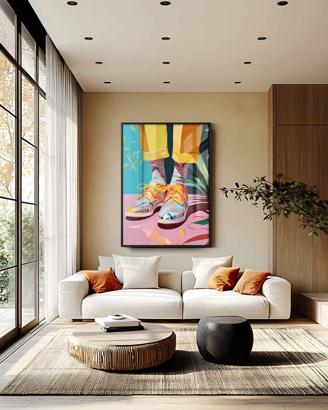 Kleurrijke Lente Wandeling – staand kunstwerk voor modern interieur