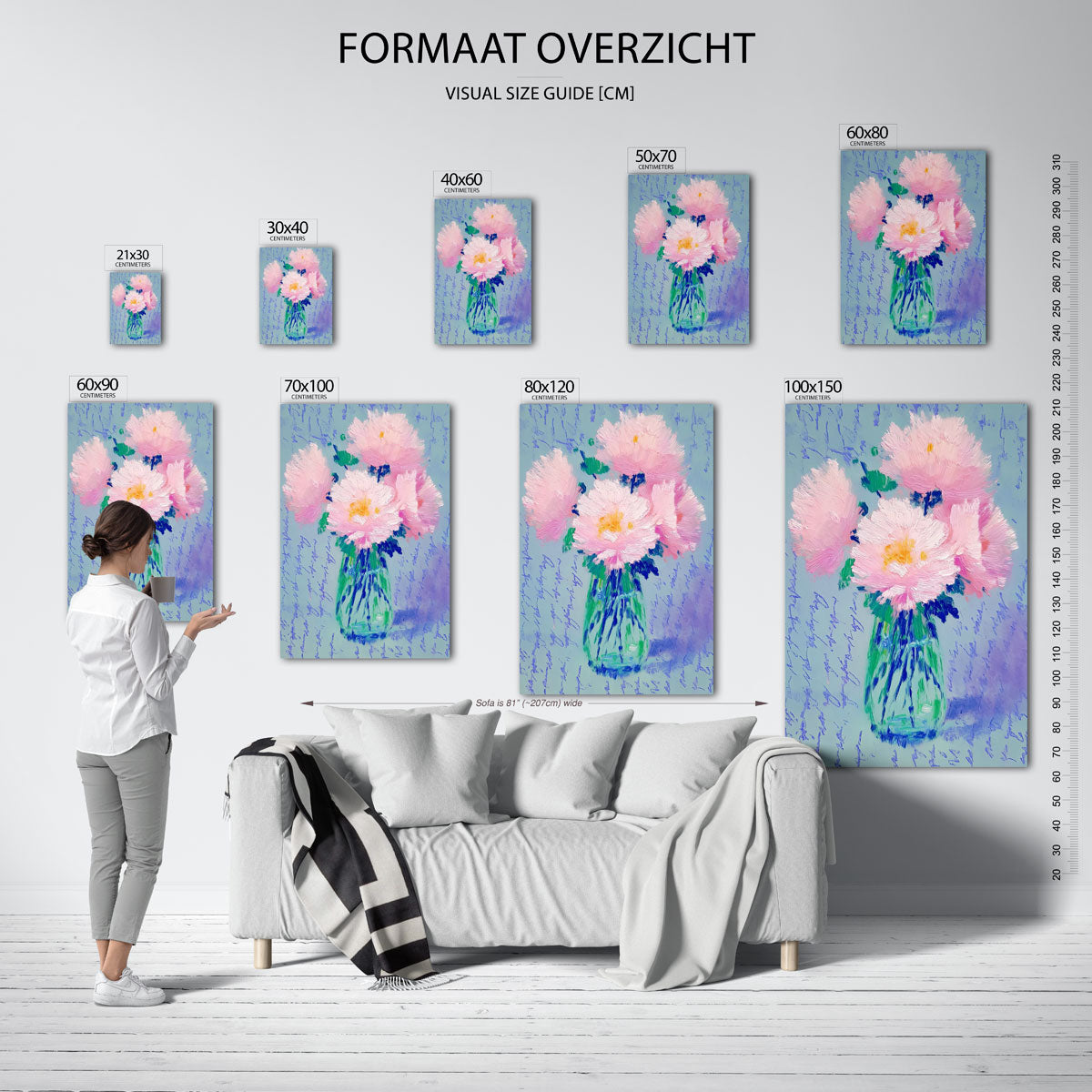 Bloemen in vaas – staande muurposter met sfeervolle illustratie