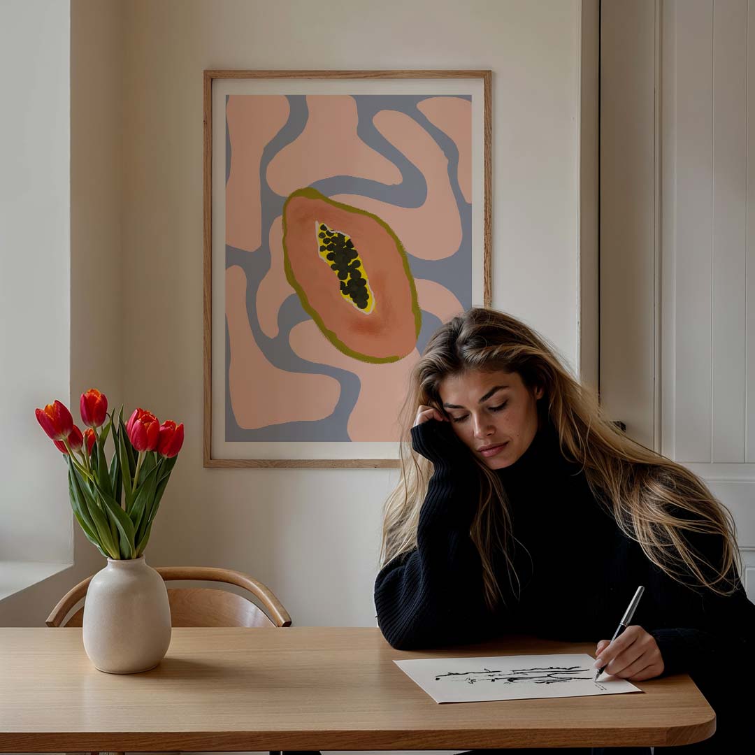 Tropische Papaya Dream – culinaire wandkunst als portret poster