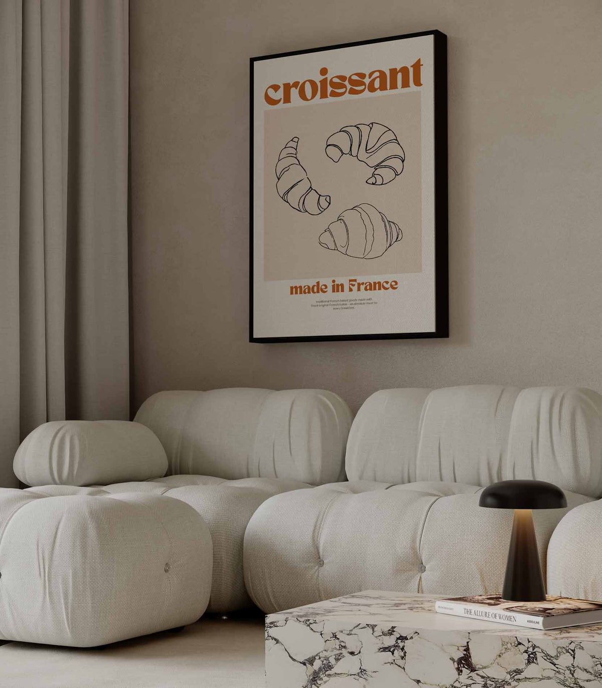 Vintage Franse Croissant Poster – portret wandkunst van WallArtistic