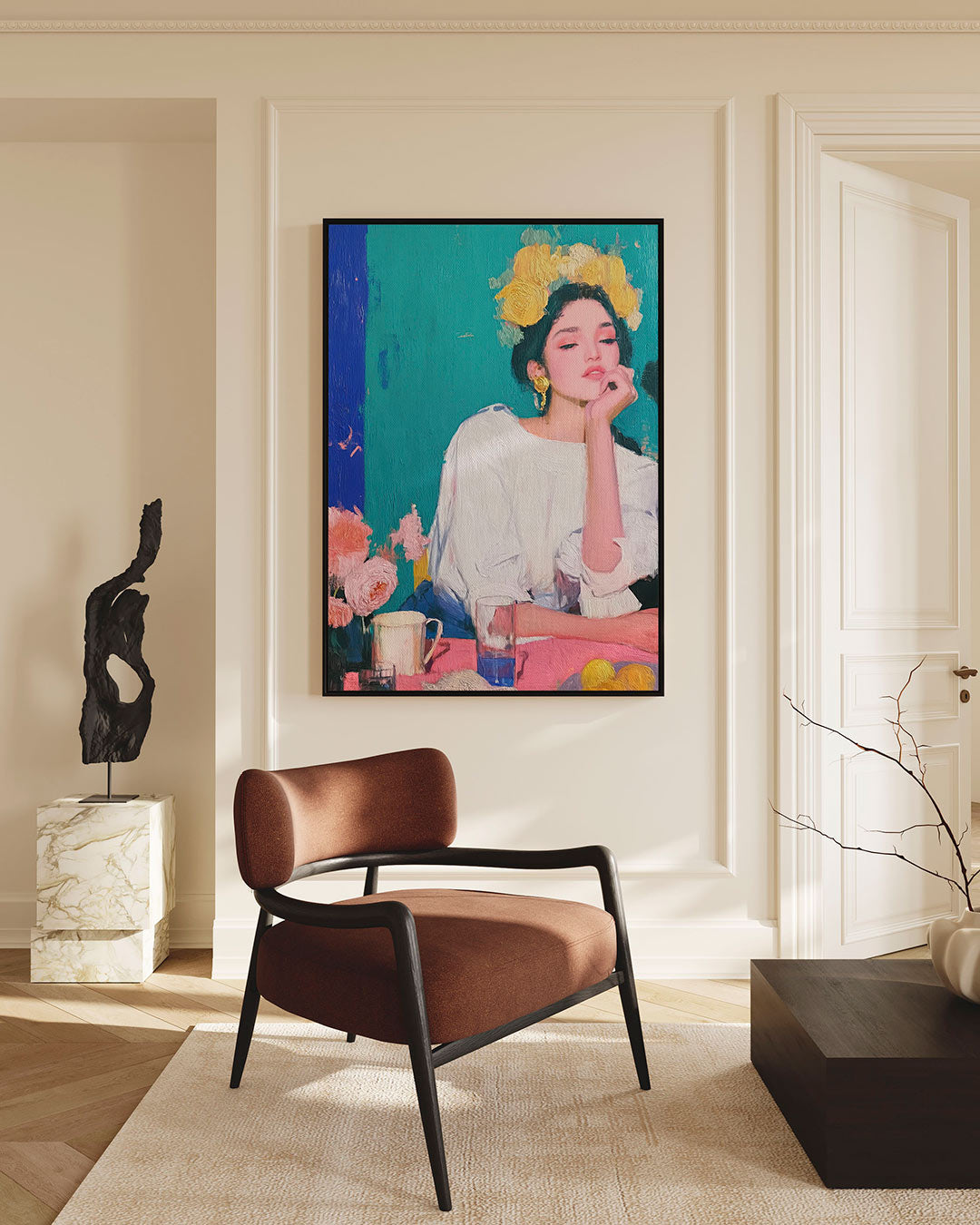 Dromerige portret compositie – Vrouwelijk – staande wanddecoratie