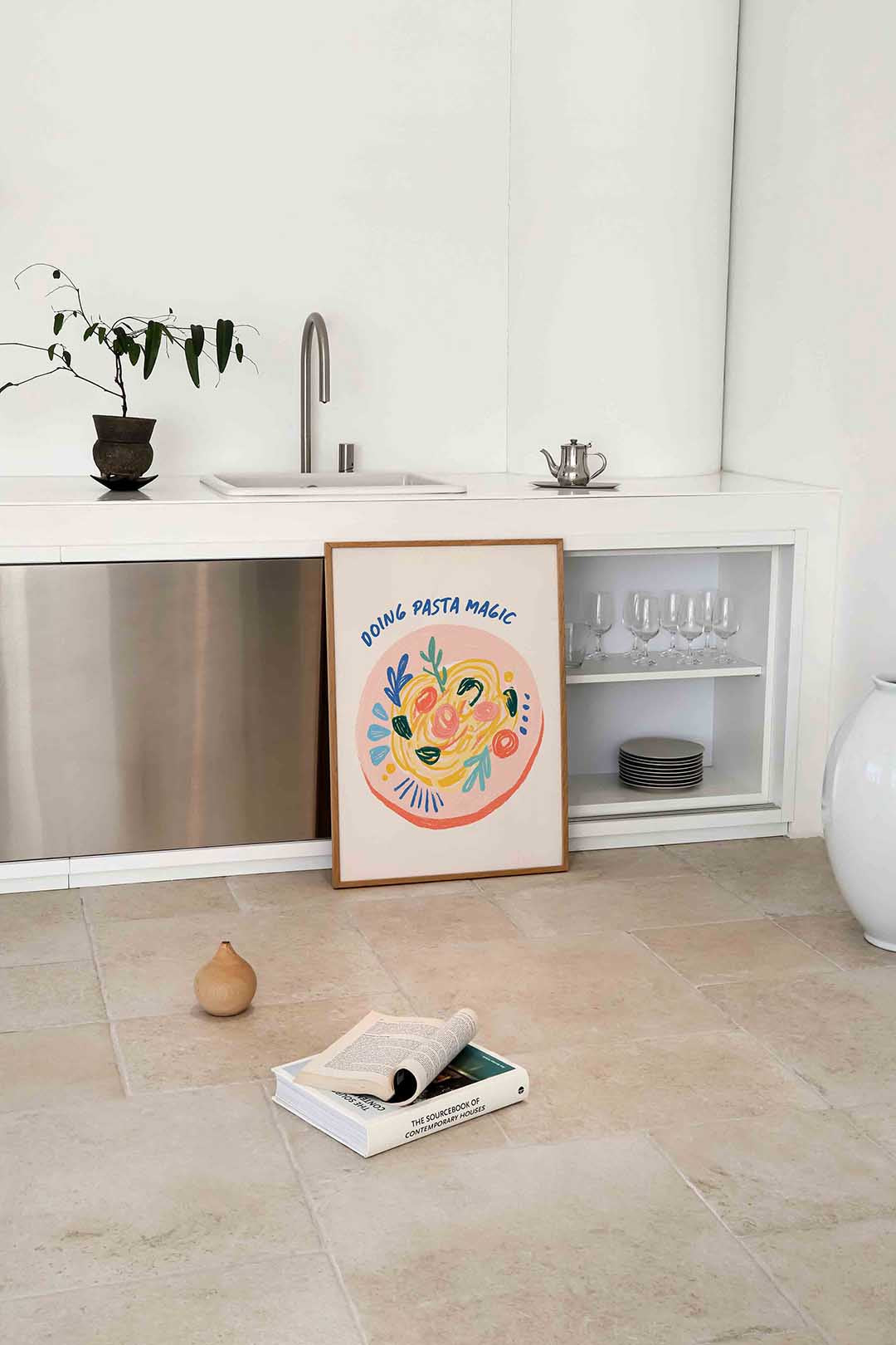 Doing pasta magic – culinaire wandkunst als portret poster