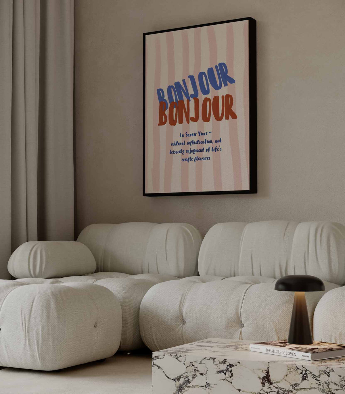 Bonjour Bonheur – canvas wanddecoratie in portret formaat
