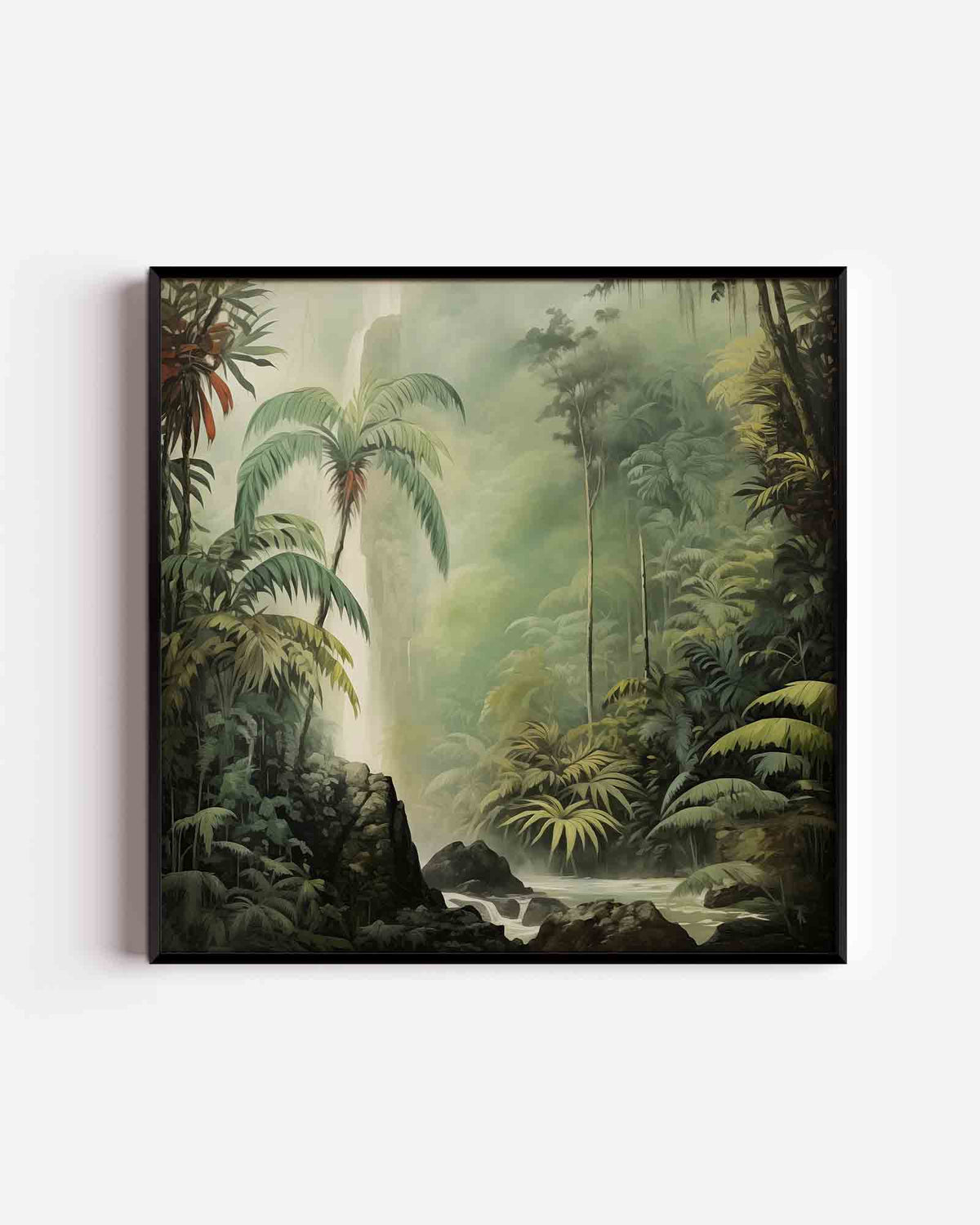 Tropische waterval – jungle vierkante poster als wanddecoratie