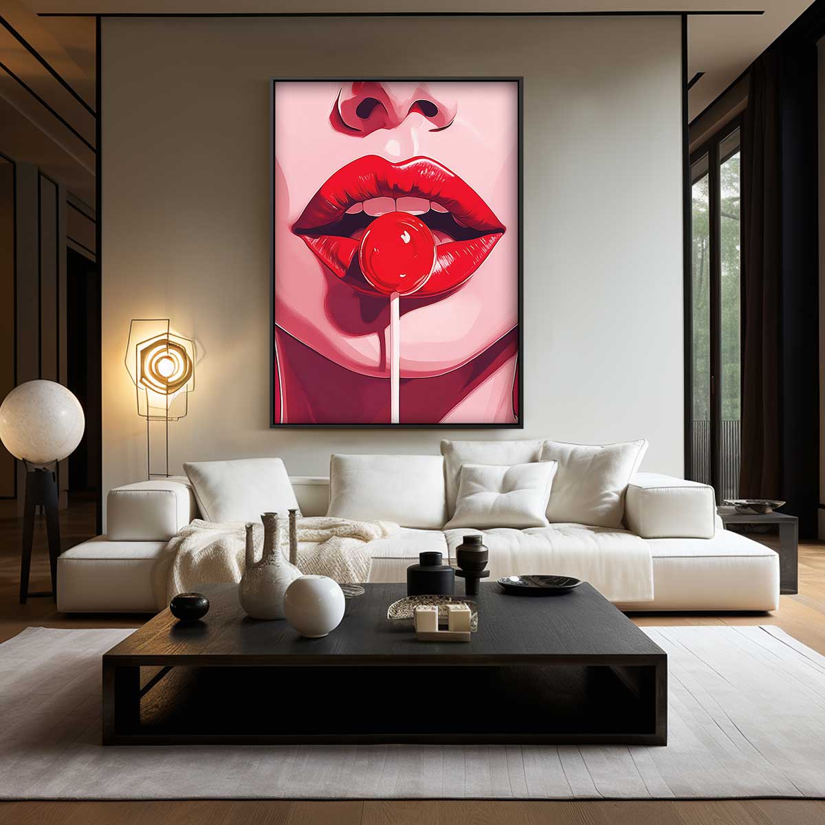 Pop Art Lolly Delight – kunstwerk met zwarte baklijst