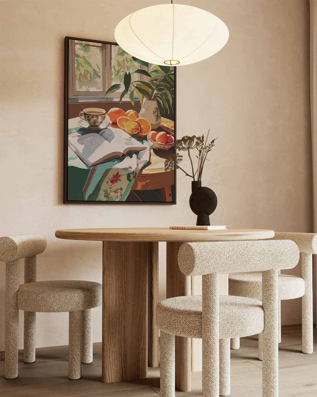 Zonovergoten Ochtendtafel – canvas wanddecoratie in portret formaat