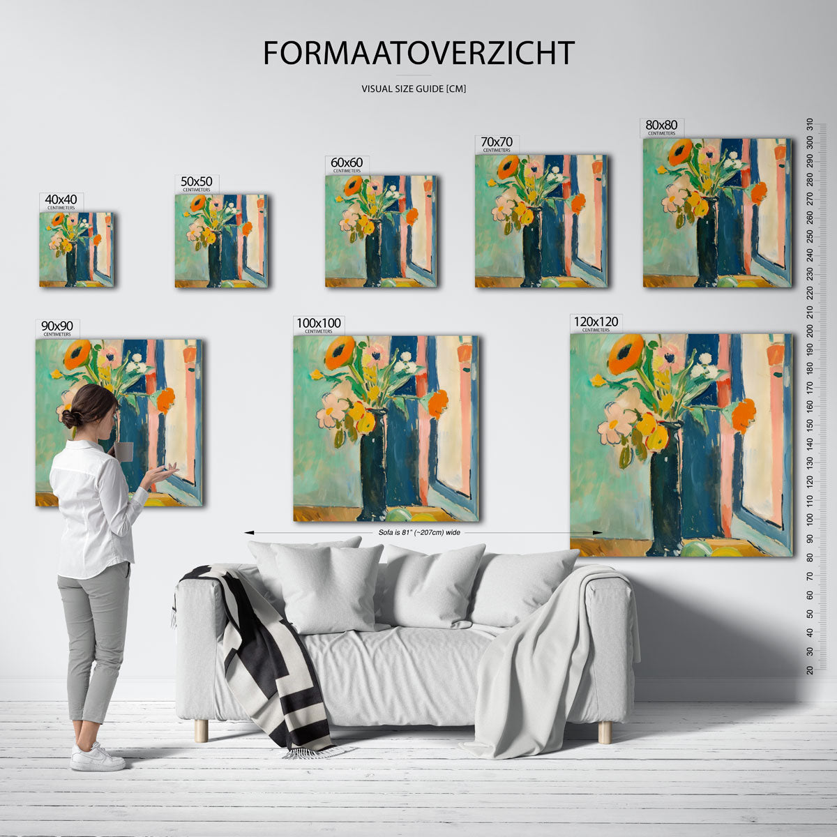 Bloemen in vaas – vierkante muurposter met kunst en design