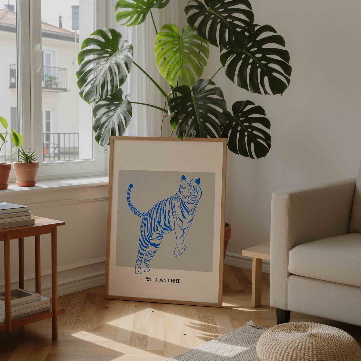 Blauwe tijger – staande Slow Living wanddecoratie van WallArtistic