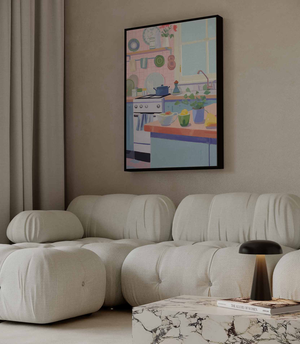 Kleurrijke Keukenidylle – portret wandkunst van WallArtistic