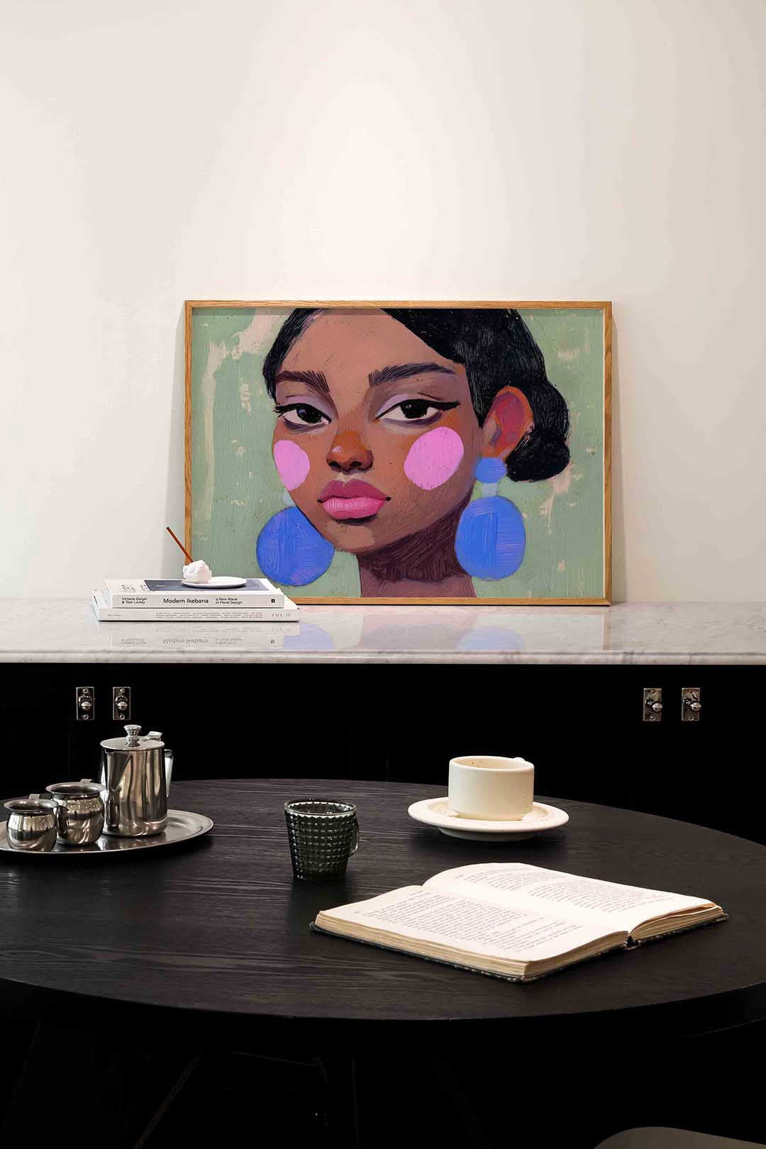 Portret met roze accenten – portret poster in liggend formaat