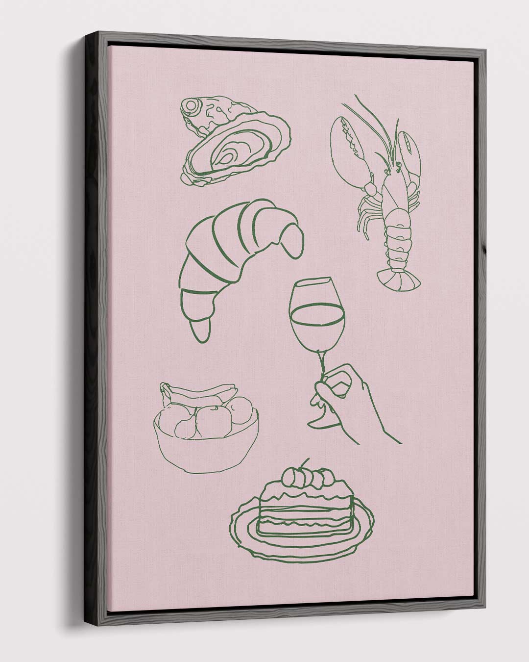 Culinaire Illustratie op Roze – dibond kunstwerk als wanddecoratie