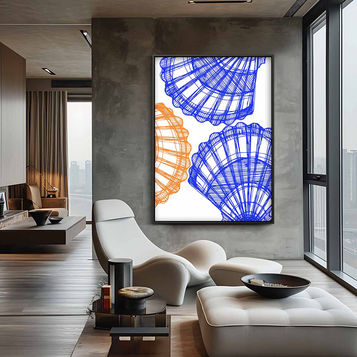Zomerse Schelppatronen – canvas wanddecoratie in portret formaat