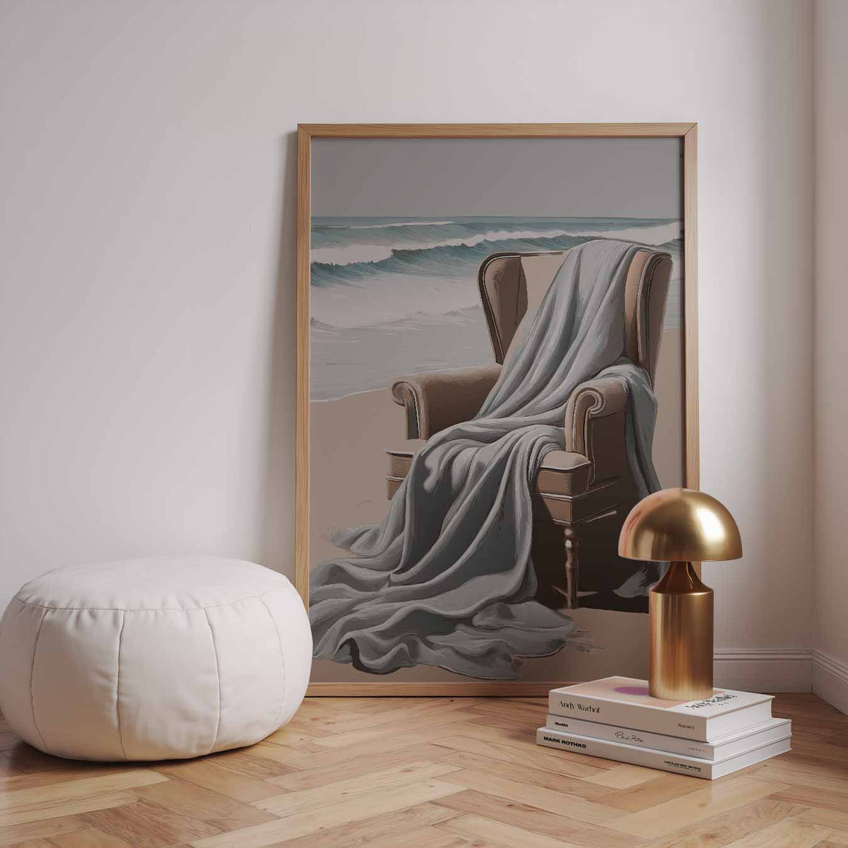 Droomstoel aan Zee – zomerse wandkunst als portret poster