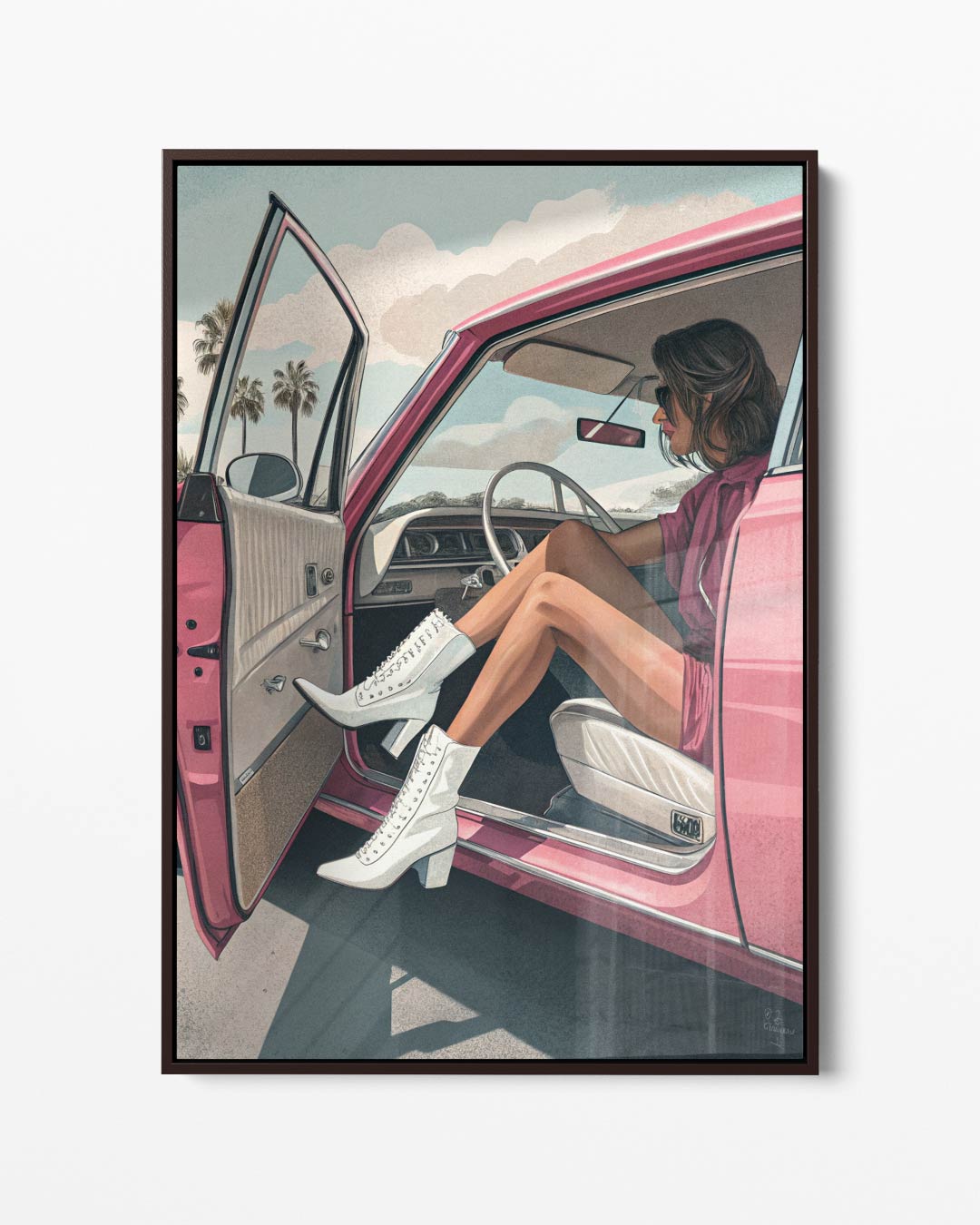 Retro Zomer Roadtrip – portret kunstwerk als wanddecoratie