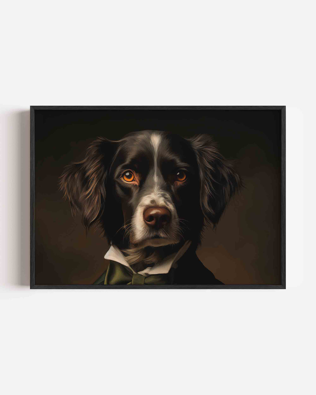 Hond met groene strik – dieren landscape poster als wanddecoratie