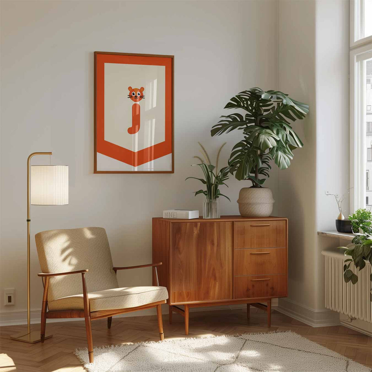 Speelse Tijger Letterposter – speelse wandkunst als portret kinderposter