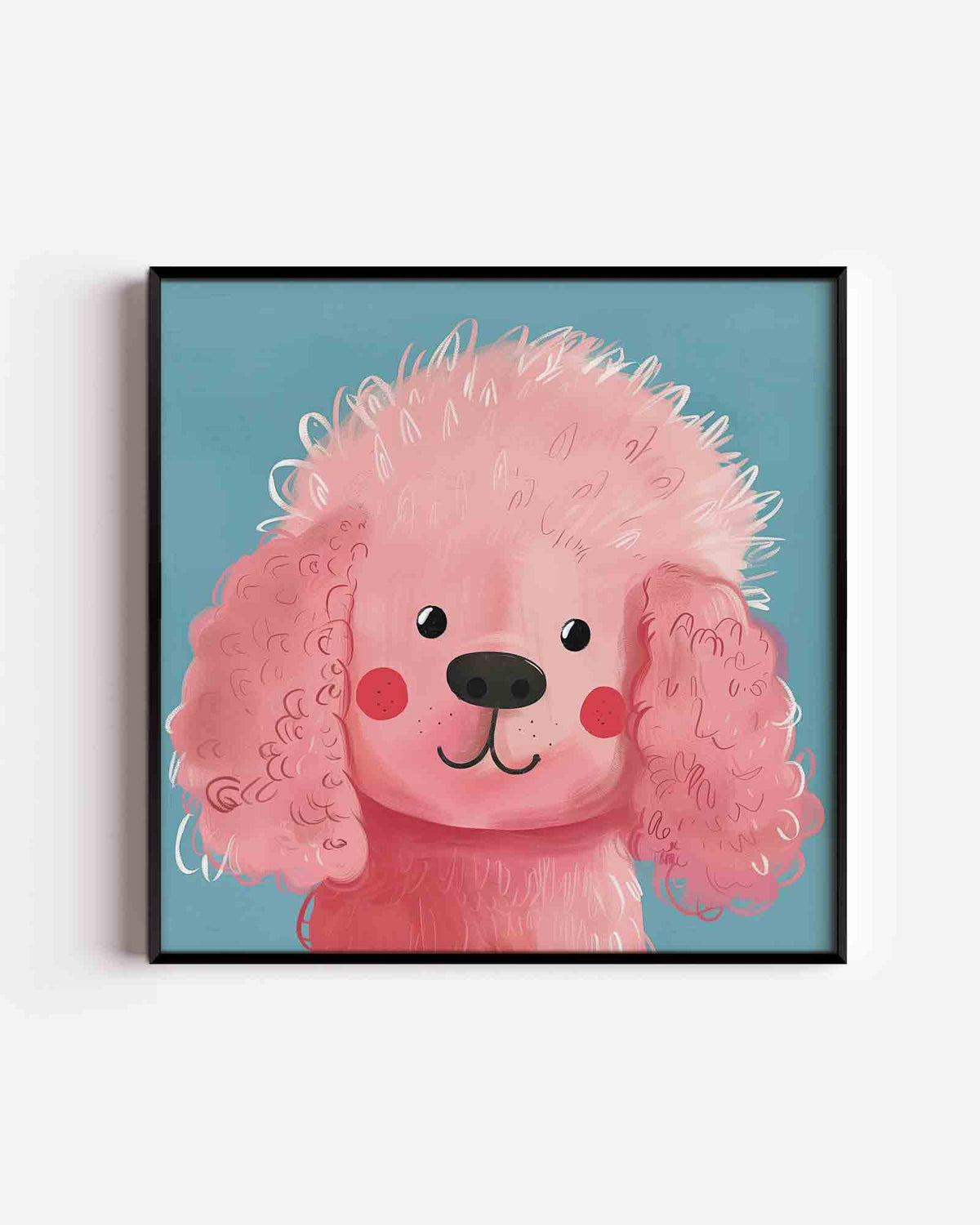 Roze hond – vierkante kinderposter als wanddecoratie