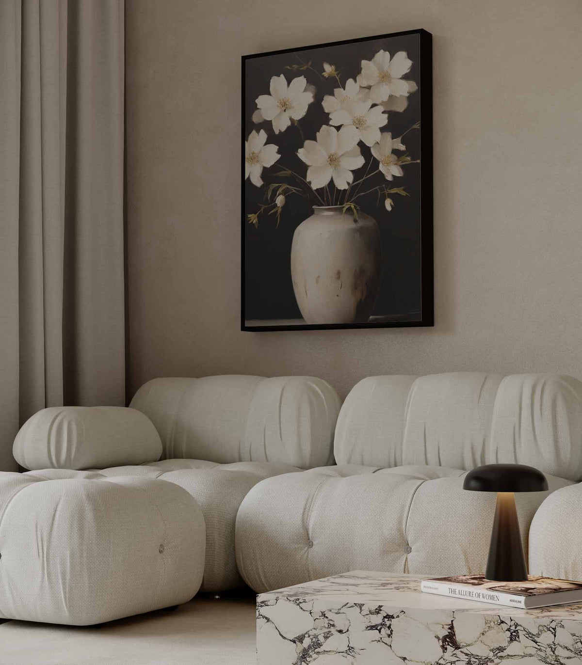 Bloemen in een Witte Vaas – modern portret kunstwerk van WallArtistic
